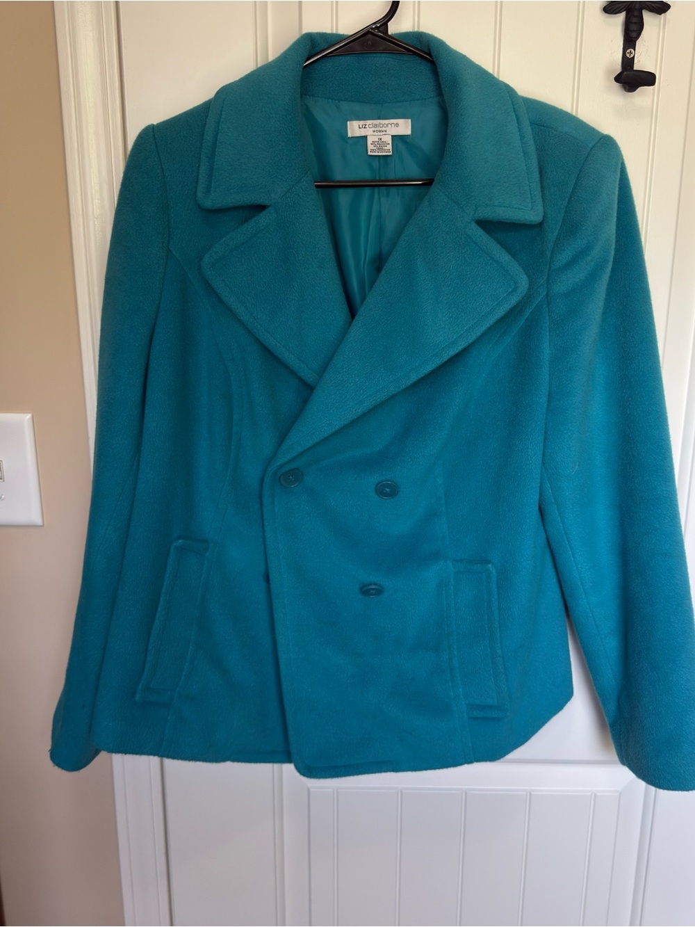 Liz Claiborne Teal Double-Breasted Peacoat
